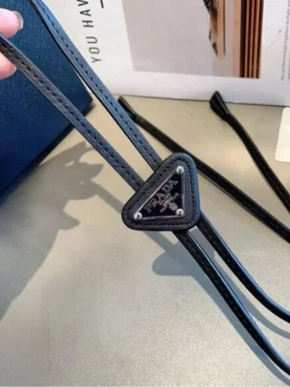 🤍 Prada Black Tie with Triangle Logo Design - Picture 2 of 5